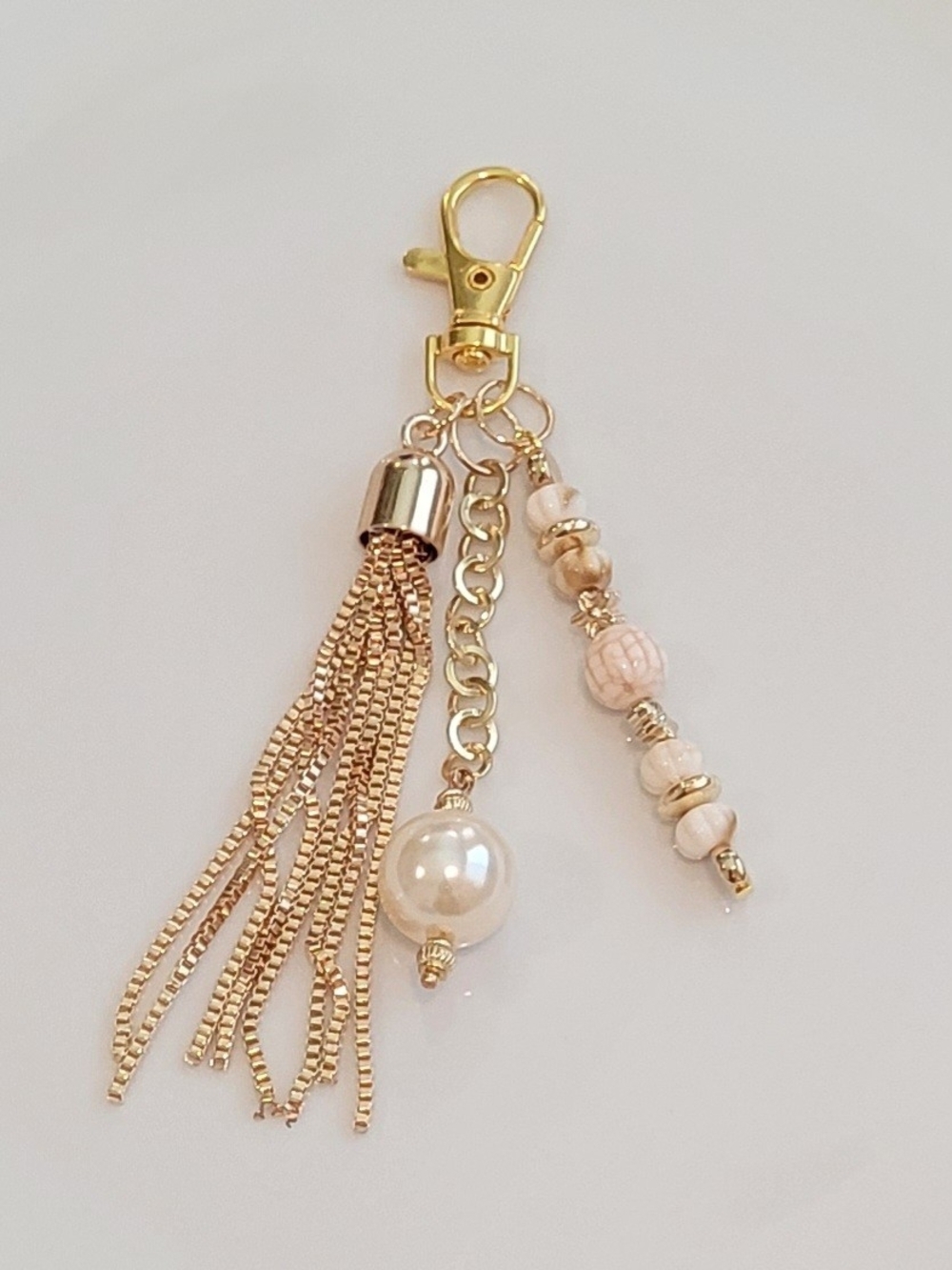 Gold and Pearl Tassel Keychain Bag  Charm - Women Accessories